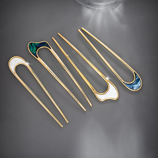 Elegant Shell Enamel U Shape Hairpin