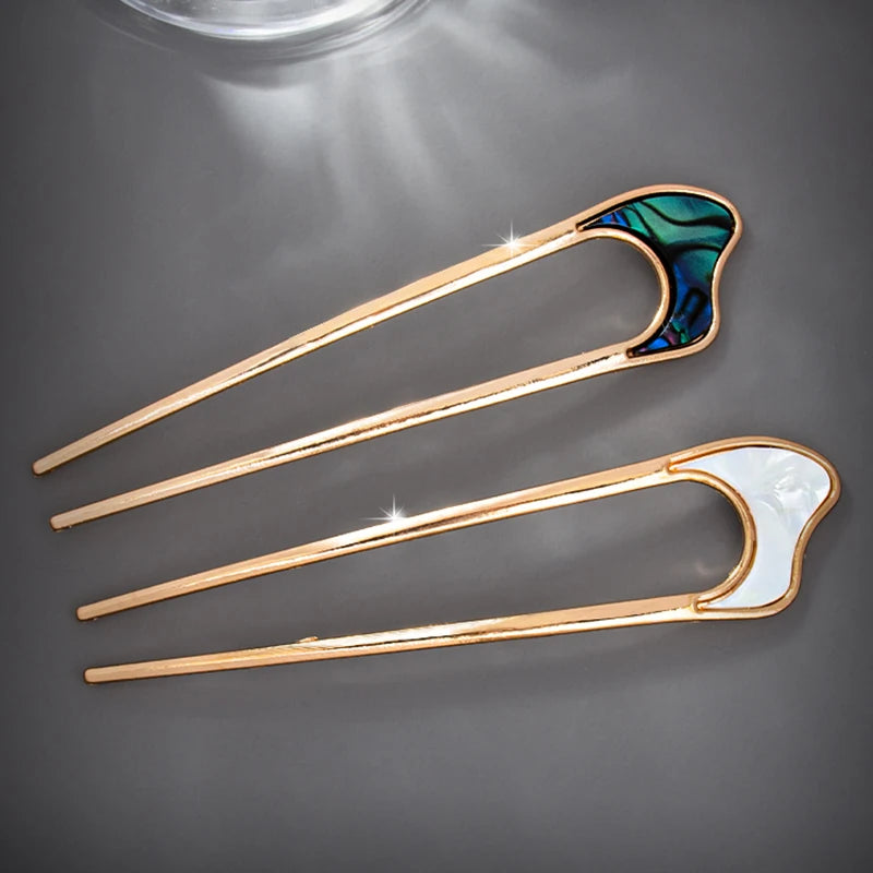 Elegant Shell Enamel U Shape Hairpin