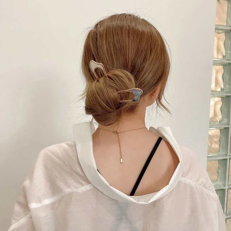 Elegant Shell Enamel U Shape Hairpin